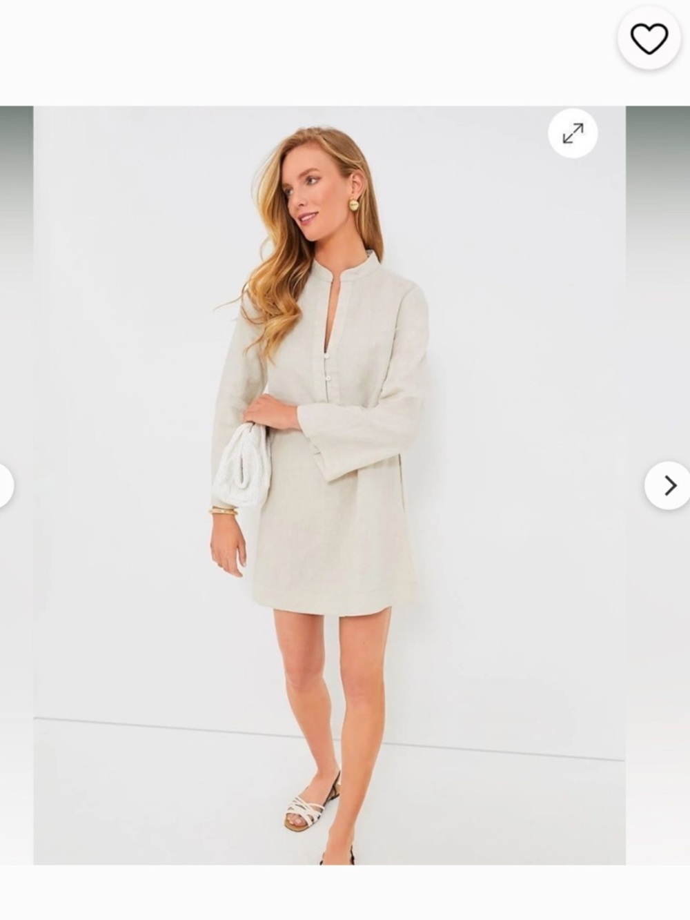 Tuckernuck Cream Mini Shift Dress with Mandarin Collar